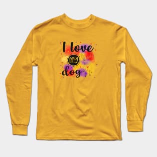 I Love My Dog Line Art Drawing Long Sleeve T-Shirt